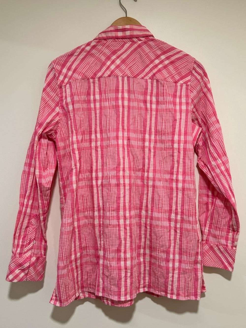 Foxcroft Germaine Plaid Non Iron Button Up Tunic Shirt in Rose Red Size 10 - Picture 5 of 6